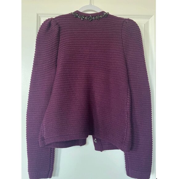 NWT EXPRESS PURPLE JEWELED NECK TRIM SWEATER JACKET SZ XS - Picture 7 of 9
